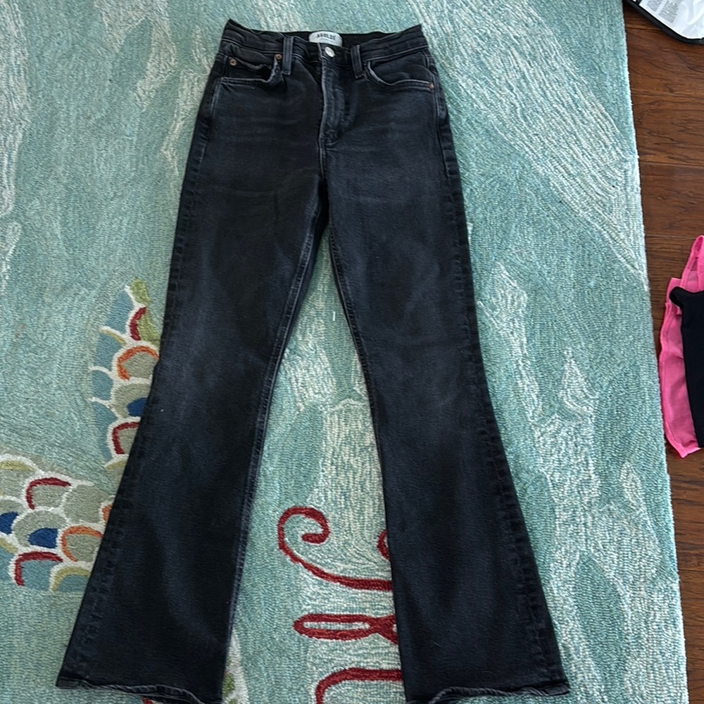 Agolde Black Flare Wide Leg Jeans